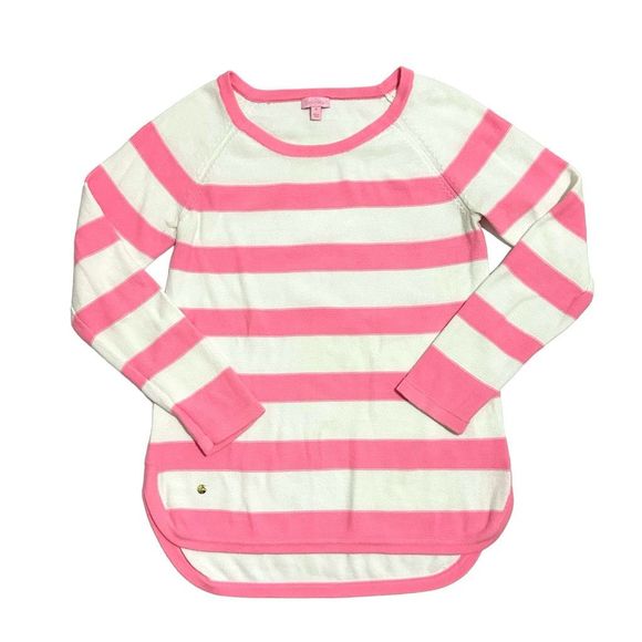 Lilly Pulitzer Paige Stripe Sweater Pink White , size XL - Picture 2 of 9